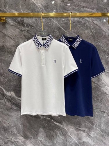 芬迪25Ss新款春夏短袖翻领T恤polo，最高版本客供定制高端朱地面料简单时尚款，螺纹拼色螺纹配色超级好看！胸前芬迪F标识刺绣经典Logo简单大方的款式！满满的