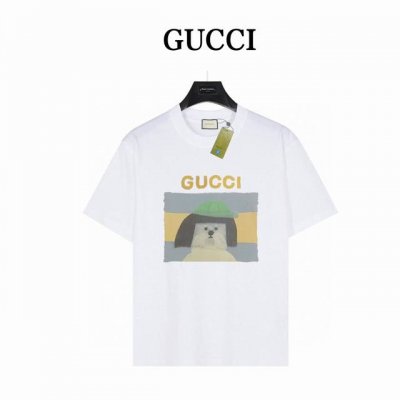 gucci 黑发小狗短袖T恤 款号:Gg15 白色 240克重磅小落肩100%棉T恤 Os版型 宽松有型好搭配 采用精梳紧密赛络工艺 面料更耐磨 袖口以及下摆三