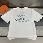 纯原臻品 顶级原版复刻 Lv 路易威登25Ss前后印花字母Logo300克圆领重工标志品牌短袖 原版面料高版本高品质 网红明星同款 水洗300G32支双纯棉面料
