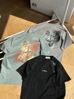 供120 Stone Island 石头岛Ss24Cleanft纯色Compass 后背迷雾徽标印花 圆领套头短袖T恤男女同款 黑色 灰色 绿色 s~Xl 原版