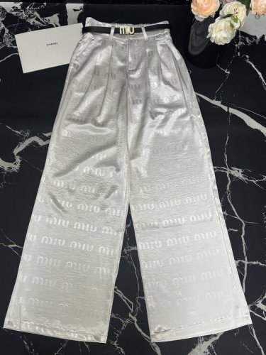 缪家25春夏新款Logo提花直筒高腰显瘦西裤 颜色:2色 码数:Smlxl