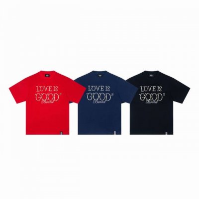 珍珠迎好运 Goodbrand Love Is Good珍珠标语短袖T恤 情侣同款 钉珠工艺，请勿机洗 颜色：黑色 蓝色 红色 码数：M L Xl