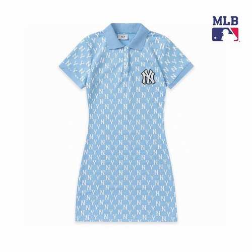 高端品质Mlb Ny洋基队 polo裙款 最新款专柜同步经典袖口万针刺绣标 Mlbpolo领中长款修身运动连衣裙~贸易公司单 天猫 柜子售价1170Rmb 纯棉