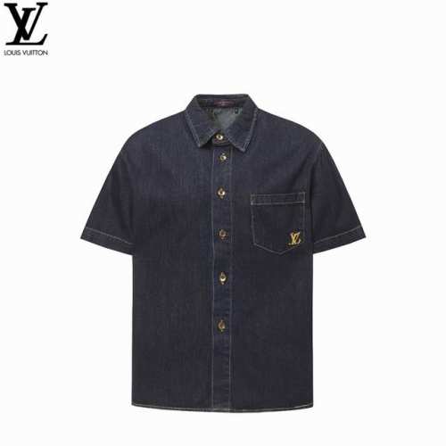 Louis Vuitton 路易威登25Ss 麻绳绳索刺绣图腾牛仔短袖外套 本款短袖衬衫以青年布剪裁休闲廓形 正面一个贴袋饰有品牌标识刺绣徽标 后背饰有绳索设计