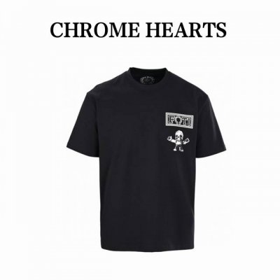 Chorme Hearts克罗心Ch Foti联名骷髅短袖T恤 原版4000购入纽约专柜，定做Zp一致230G纯棉面料，印花采用菲林开版加丝网印，后背九宫格骷髅