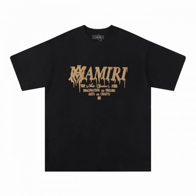 款号：741款 面料：260克双纱 美潮Amiri2025春夏新款标志圆领T恤高街男女同款宽松经典发泡字母印花短袖 颜色：黑色。白色 码数： S M L Xl