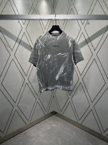 巴黎 25Ss春夏新款前后字母Logo刺绣水洗做旧油漆泼墨涂鸦泥染T恤 男女同款 码数：Xs.S.M.L