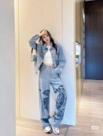 模特图！ 外套200 裤子190 顶级版本 原版开模 Burberry 巴宝莉Bbr战马印花贴饰复古水洗牛仔套装 定织定染丹宁环保无弹牛仔布料，厚度刚刚好，质感