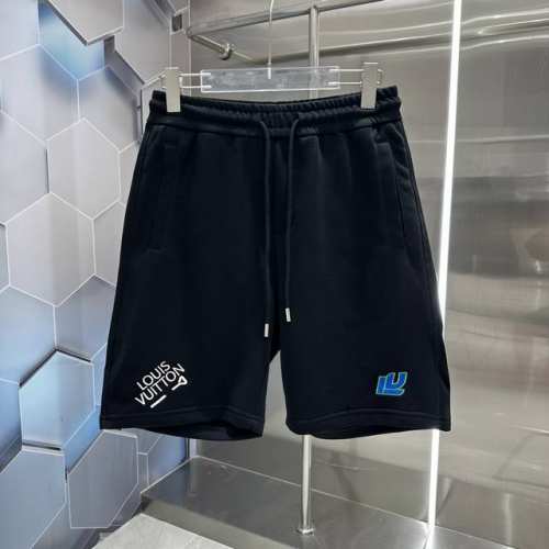LV 夏季新款 字母刺绣 后袋经典图案刺绣男女同款 M L Xl Xxl Xxxl五个码 黑色