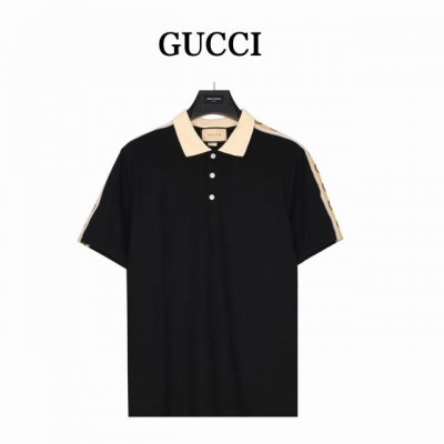 Gucci 古驰 反光织带polo衫 购入正品打版操作 区别市面 订织双鱼骨纹网眼胚布 定染杏色面料 与正品无色差 定制反光条有弹力 区别市面 领口定制螺纹 颜