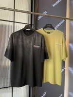 p110（顶级版本 区别通货） /巴黎世家2025Ss经典可乐海浪水洗渐变破洞立体刺绣圆领短袖 - : - 颜色：黑色 绿色 本市场No.1的质量 真正天花板品
