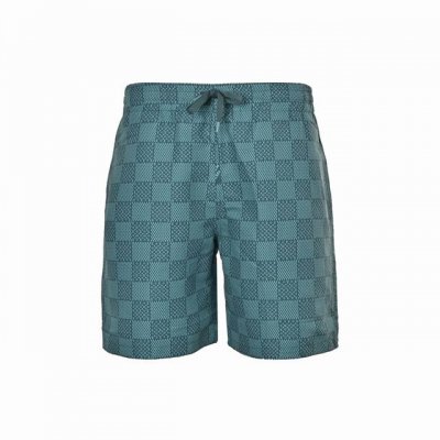 Louis Vuitton 路易威登 24Ss 棋盘格沙滩短裤 1V Fw 早秋新款 印花弹力休闲短裤 全新设计师风格 棋盘绿色相间效果图案 点缀品牌Logo印
