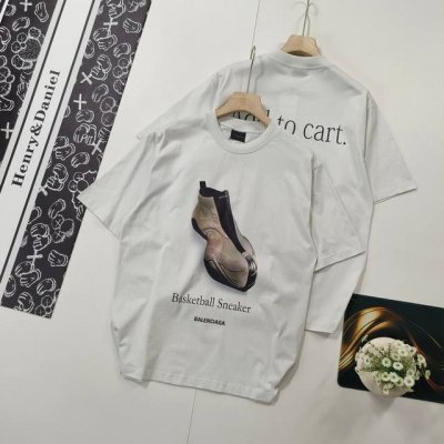 尺码Xs-L爆款推荐 Balenciaga 巴黎世家2025 Ss 鞋履前后直喷印花短袖T恤 本市场No.1的质量 真正天花板品质 全部原版开发注意细节图 避免