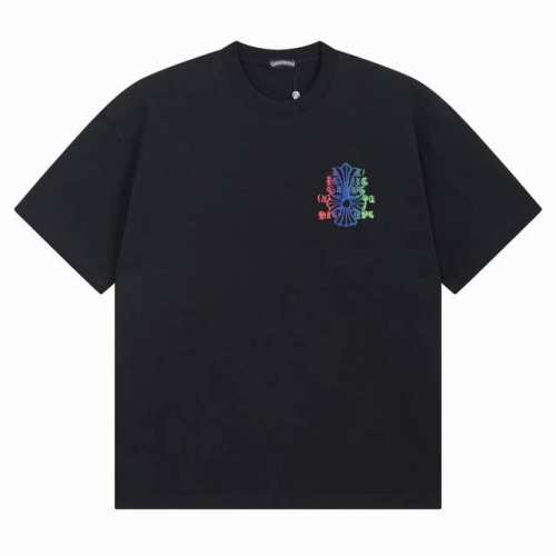 款号Ys37 2025新款克罗心Ch宝剑印花短袖 版型舒服 男女同款 采用250克纯棉材质 黑白色S-Xl