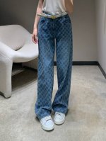 Celin* 25Ss春夏新款 格子提花凯旋门腰带牛仔长裤丨独家高版出品 上身绝对王炸牛仔裤 裤型质感真的绝了高腰宽松的版型 恰好的裤长 拉伸腿部线条 营造利落