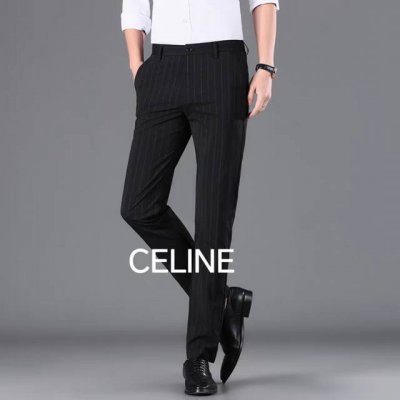 celine 赛琳 英伦风条纹西裤男休闲裤商务正装直筒男士修身小脚长裤 经典商务休闲系列 版型干练沉稳但不失休闲 是一条有内涵的好裤子 微廓版简单有型百搭款 也