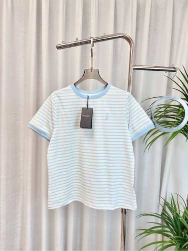 ys*新款刺绣徽标Logo条纹T-Shirt 定制纯棉面料 舒适透气 洋气大气百搭 女神夏季外穿内搭必备单品 最高品质 欢迎对比 蓝色 灰色 Sml
