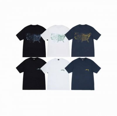 上新款号：S185 Stussy斯图西 Stussy 4 Dro p10 盎司蜘蛛网图案印花舒适圆领短袖T恤 男女同款 原版打造 细节高控 -面料精选220G纯