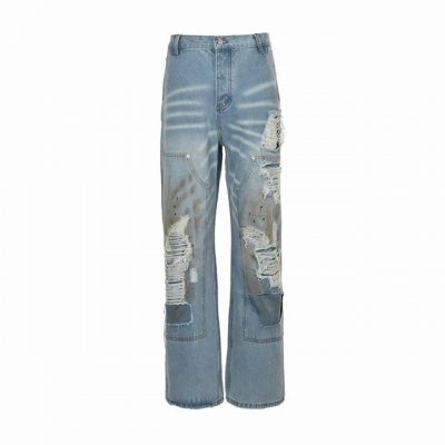 Maison Margiela 马吉拉Mm6 破洞做旧涂鸦牛仔裤 进口丹宁牛仔无弹面料，采用原色酵母水洗工艺，经过洗水软化 上身非常舒适有垂感 做旧破洞，全部手