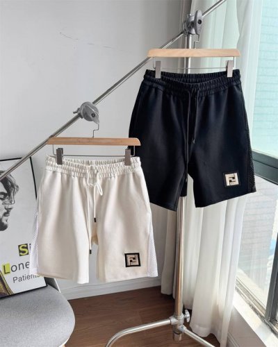 顶级复刻 区别通货 Fendi 芬迪 2025新款金标刺绣Logo侧开网眼短裤 双Ff刺绣字母标识侧边网布拼接 官方同步 高版本 高品质 时尚个性 百搭潮流 纯