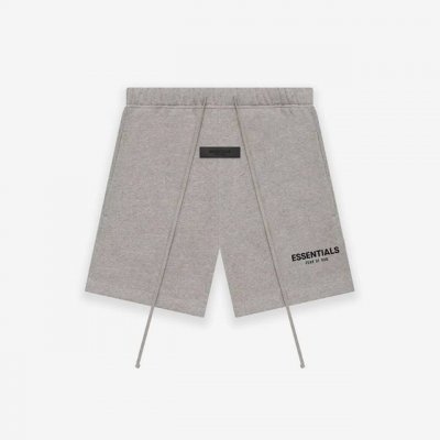 绿X版本 深燕麦色 顶级版本FEAR OF GOD ESSENTIALS FOG小标植绒短裤男女情侣明星同款纯棉宽松透气休闲裤 第八季最新款植绒LOGO一出，可