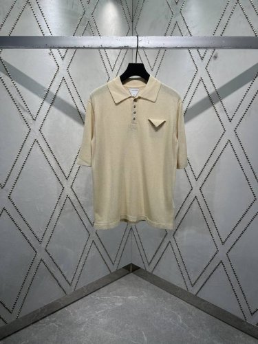 Bv 爆款亚麻色假口袋三角标及棉针织polo短袖 6男女同款 码数：S.M.L