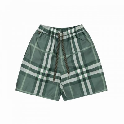 burberry Ss春夏新款 Bbr 格纹弹力抽绳短裤，内里网布里衬，定位对格剪裁，休闲宽松版型， 颜色：灰色、卡其色、绿色 尺寸Xs、S、M、L