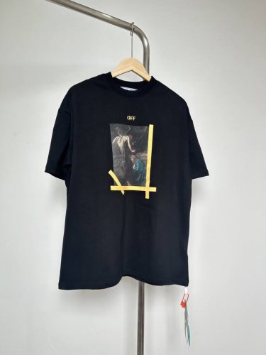挂拍细节 款号Of26 顶级版本 off-White经典爆款Ow23Ss天使卡拉瓦油画金箭头短袖T恤 versize版型 最大码可穿到220斤左右 对体宽的大哥