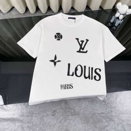 Louis Vuitton 路易威登Lv 25Ss新款经典老花字母Logo涂鸦短袖T恤 -面料采用320G %纯棉双纱面料 同缸定染特种加粗32支双股1X1螺纹