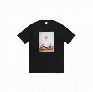 855款Supreme Week 1 Rick Rubin Tee 冥想打坐人物印花圆领短袖T恤 男女同款 码数Smlxl 黑色白色