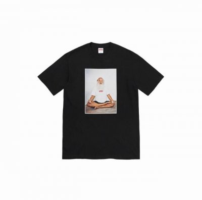 855款Supreme Week 1 Rick Rubin Tee 冥想打坐人物印花圆领短袖T恤 男女同款 码数Smlxl 黑色白色