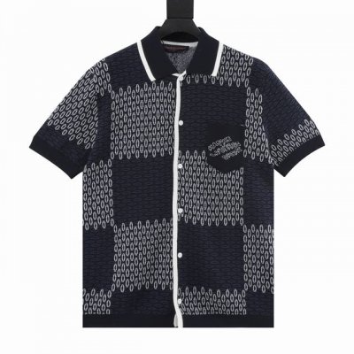 220 louis Vuitton/路易威登 25Ss 棋盘格针织开衫短袖 本款棉质针织短袖衬衫呈现大号 Damier 提花织纹，在闲适之中释放典雅格调。Mar