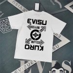Evisu福神短袖男2025夏款字母印花休闲宽松情侣纯棉圆领T恤 颜色：黑色 白色 码数S-Xxl S码 肩宽46.6 胸围106 衣长68 适合身材 -120