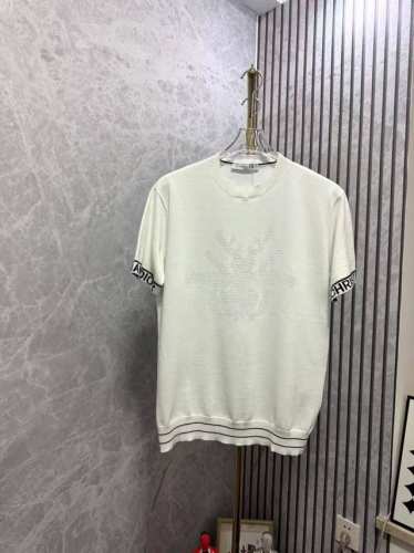 Dior迪奥 提花圆领休闲毛衣短袖T恤 可轻松融入休闲或正式造型 成就换季时节的经典佳选 男女同款 码数：Xs S M L 颜色：黑色 白色，