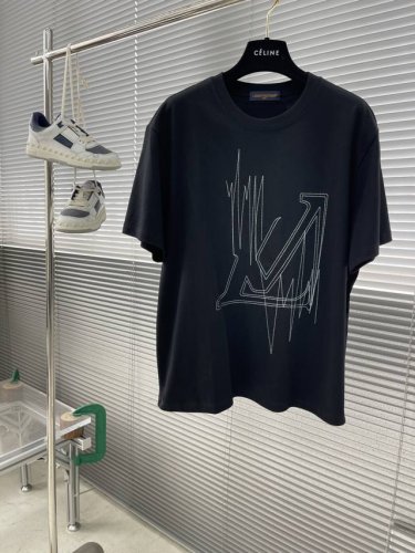 顶级最高版本 Lv路易威登Louis Vuitton 驴家1V 经典线条图案圆领半袖T恤短袖 男女同款 情侣款 宽松版型 最高版本 原版面料 高版本 高品质 所