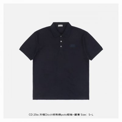 dior 迪奥 25Ss 方框Dio小标刺绣Polo短袖-藏青 原版定制 G全棉朱地布料，螺纹染色原版一致，进口机榻榻米绣花工艺使得字母标识呈现出细腻、精美的效