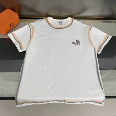 顶级版本最高品质 罗意威 Loewe2025Ss夏季新款双色撞色Logo印花圆领短袖T恤 原版面料高版本高品质 网红明星同款 撞色胶印Logo简约大气，加上撞色