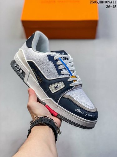 公司级路易威登 Louis Vuitton Lv 路易威登板鞋 二代 拼接皮革 内嵌式绑带 新款 Lv Trainer最新配色运动鞋 L家 篮球鞋风格运动鞋 该