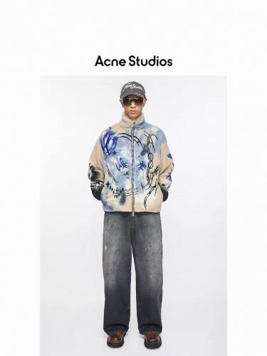 3091# 官网品质Acne Studios25新款水洗手绘泼墨工艺.Ac阔腿磨破牛仔长裤.宽松版本.男女同款 码数：Xs.S.M.L