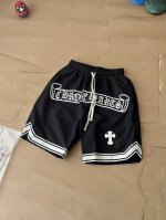 Chrome Hearts 裆前梵文字母刺绣Logo织带短裤 精选高精度酷丝绵精梳面料 清爽丝滑透气 告别厚重感 清清爽爽 全身Oversized立体剪裁 阔腿
