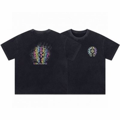 新款短袖 6770 chrome Hearts 克罗心25Ss夏季新款高街风十字架印花情侣短袖重工水洗炒花做旧短袖T恤 面料 定织定染280克精棉双纱面料 工艺