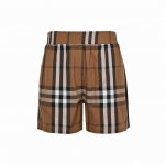 burberry 巴宝莉 格纹棕木黑条短裤 新款外贸渠道最高品质订单，同步港澳名店发售 设计采用经典简约格纹风格，侧边增加黑色条纹元素，更显时尚运动气息，上身无