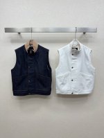 25Ss Lp 新款 口袋牛仔马甲 无马甲廓形版型随意造型 内里格子印花 时髦又高级 原版做旧洗水复古蓝 上身气质减龄 两色Sml.