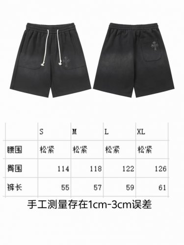 现货 p 2276 克家罗心2025春夏贴皮绣十字架洗水做旧运动宽松轻奢男士休闲裤子五分裤短裤中裤，码数Smlxl