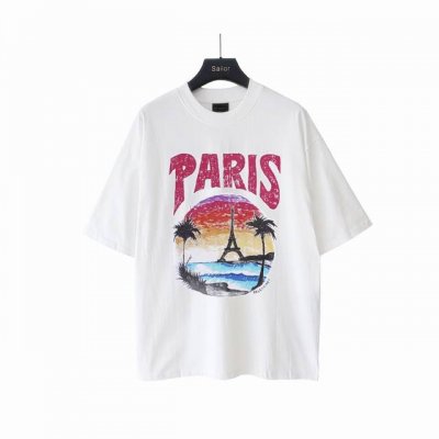实拍细节图+尺码表 巴黎世家Balenciaga椰树铁塔后背蝙蝠Logo短袖 进口椭圆机处理 在网点印花还得椭圆机高级 椰树采用数码直喷工艺 细节自行品味 还原