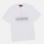 古驰 Gucci 夏季新品 经典腰带烫钻圆领短袖T恤，这款以针织棉匠心打造，巧妙缀饰互扣式水晶贴花。偏厚使整体高透气和柔软性，男女同款采用24S特纺紧密棉面料，