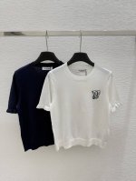 va家 早春新款 圆领针织短袖 颜色：白色 宝蓝色 尺码：36.38.40