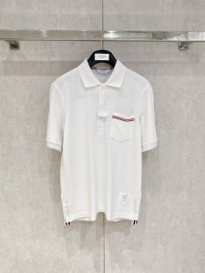 Tb汤姆布朗25Ss新款春夏短袖翻领polo最高版本客供定制高端高定面料简单时尚款，拼色螺纹超级好看！经典Logo简单大方的款式！满满的高级感，四季可穿。简欧风