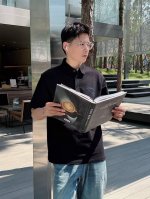 Jf58058巴宝polo系列 季度：2025春夏 颜色：黑色 白色 卡其色 尺码: M-4Xl 版型：微阔版型 克重：220克重 珠地莫代尔polo 成份：1
