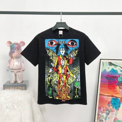 款号:Q08 # supreme Ss19 X Gilbert X George Life Tee Black 联名款 背后印花短袖T恤 男女同款 黑色 宽松版